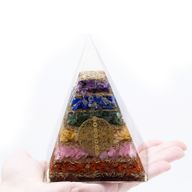 Pyramide Orgonite - Sept Chakra Fleur de Vie - 70 mm