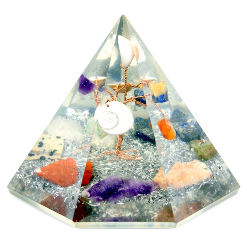 Orgonite Pyramide à 7 faces - Pierre précieuse Arbre de Sagesse - 90 mm