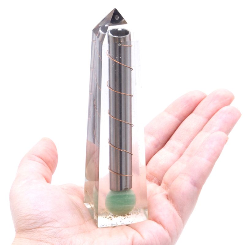 Obelisque Orgonite - Point de Pouvoir - Aventurine verte - 110x30mm