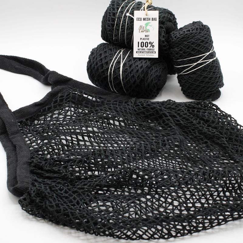 Sac en Filet en Coton Pur - Noir