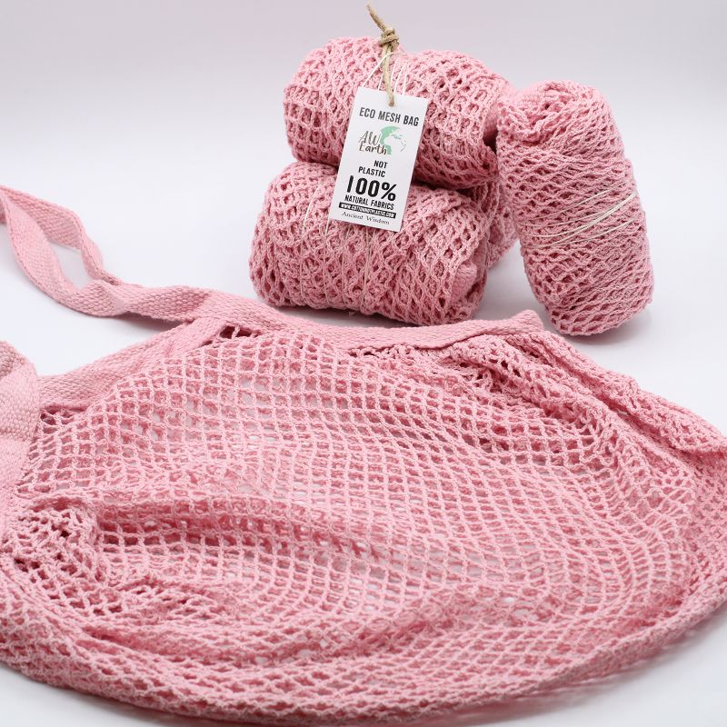 Sac en Filet en Coton Pur - Rose