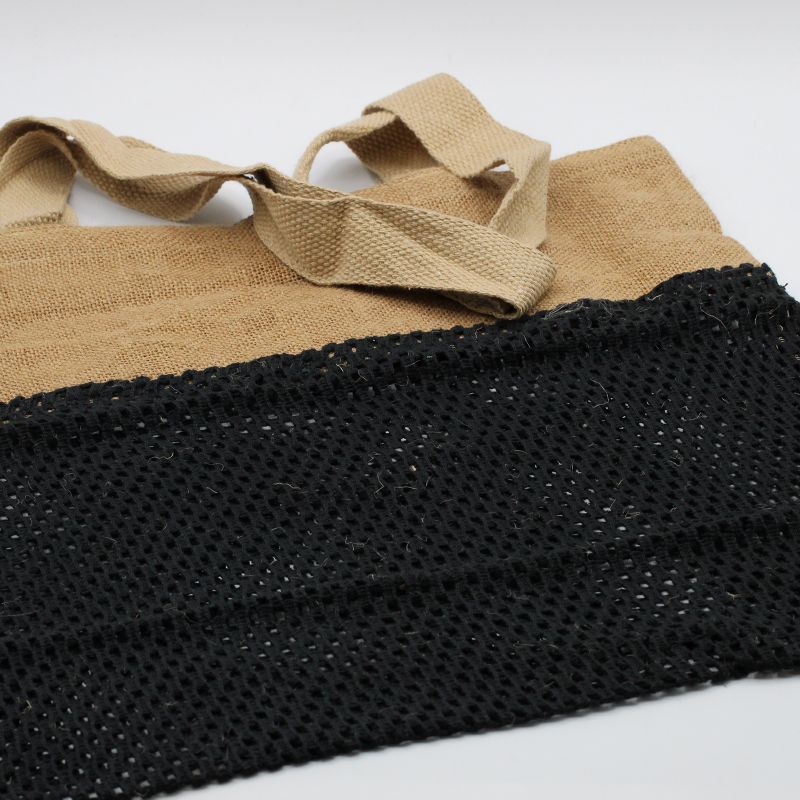 Sac en Filet en Coton et Jute - Noir