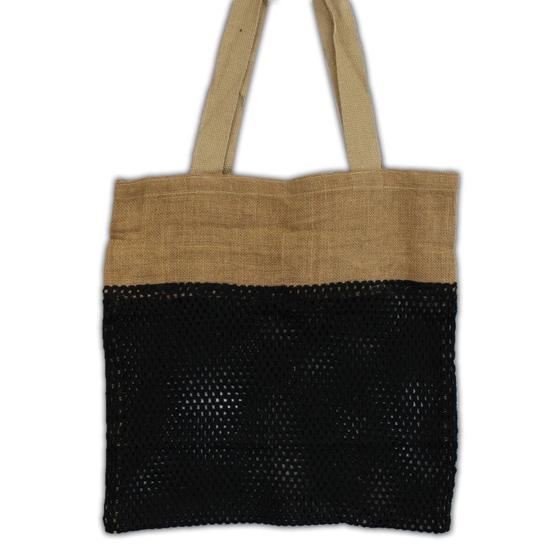 Sac en Filet en Coton et Jute - Noir
