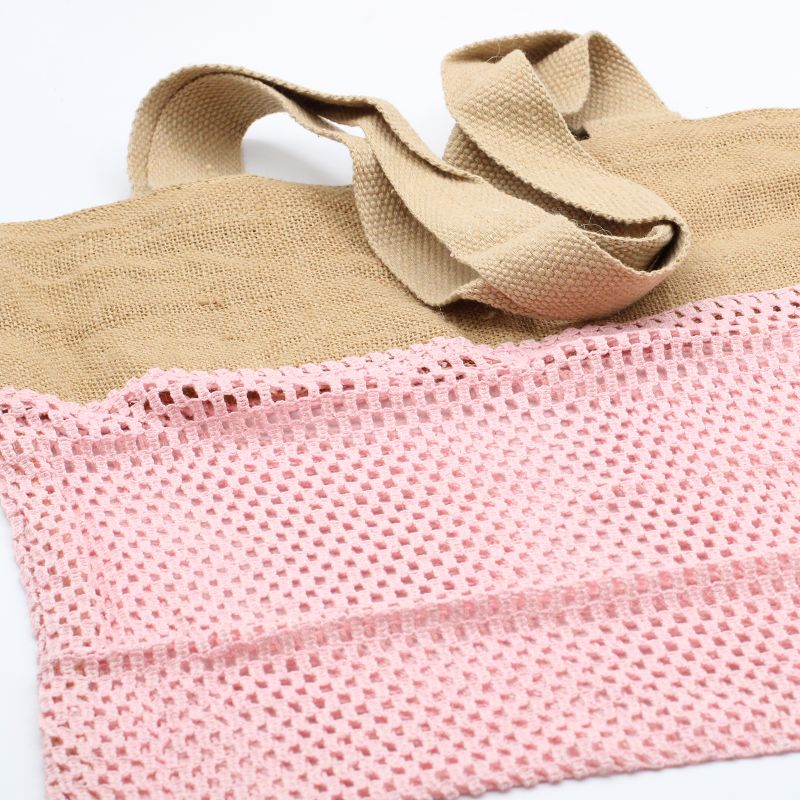 Sac en Filet en Coton et Jute - Rose