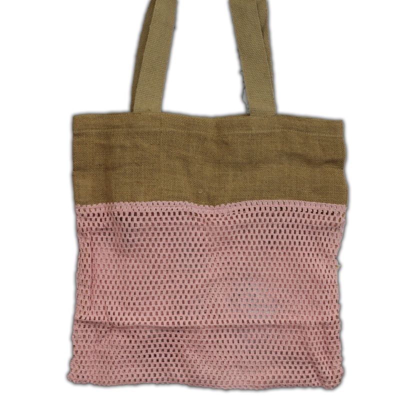 Sac en Filet en Coton et Jute - Rose