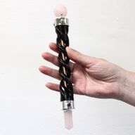 Baguette de Guérison Torsadé - Quartz de Roche Argenté