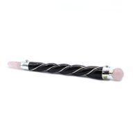 Baguette de Guérison Torsadé - Quartz Rose Argenté
