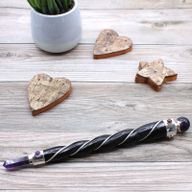Baguette de Guérison Torsadé - Sphère d'Amethyste Argentée