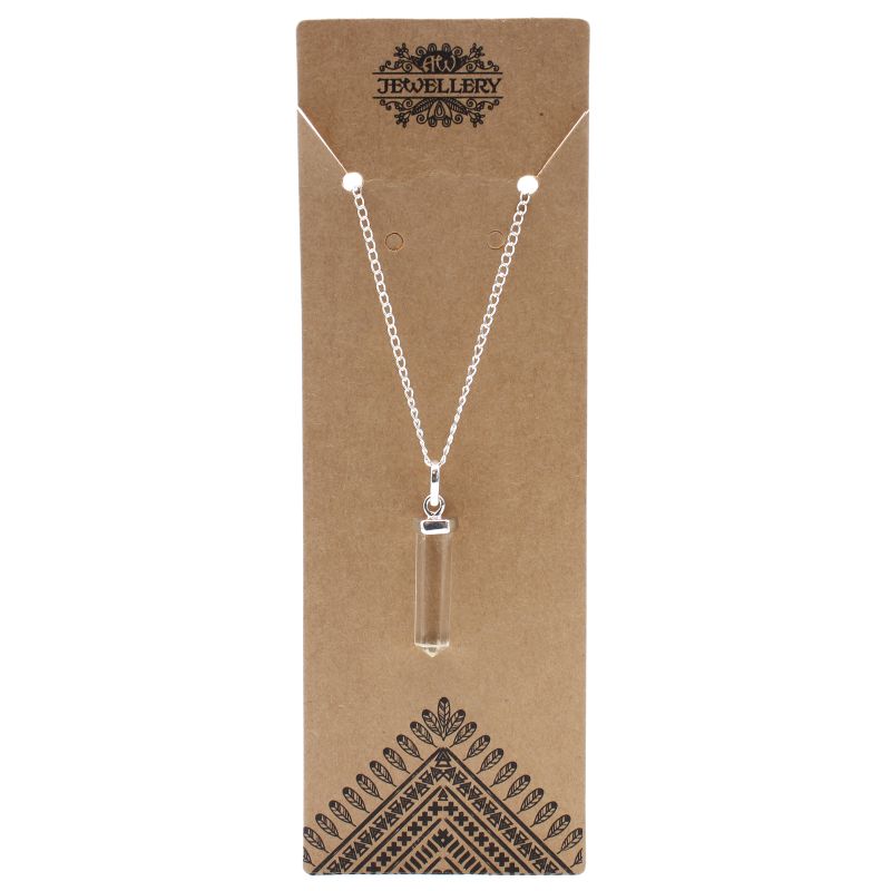 Pendentif pointe classique en pierres précieuses - Quartz de roche