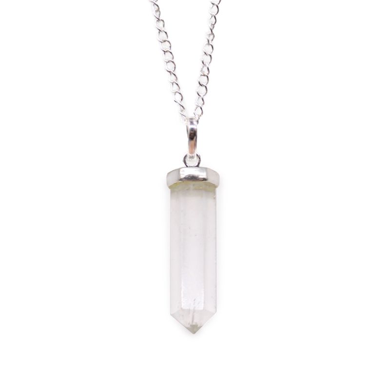 Pendentif pointe classique en pierres précieuses - Quartz de roche
