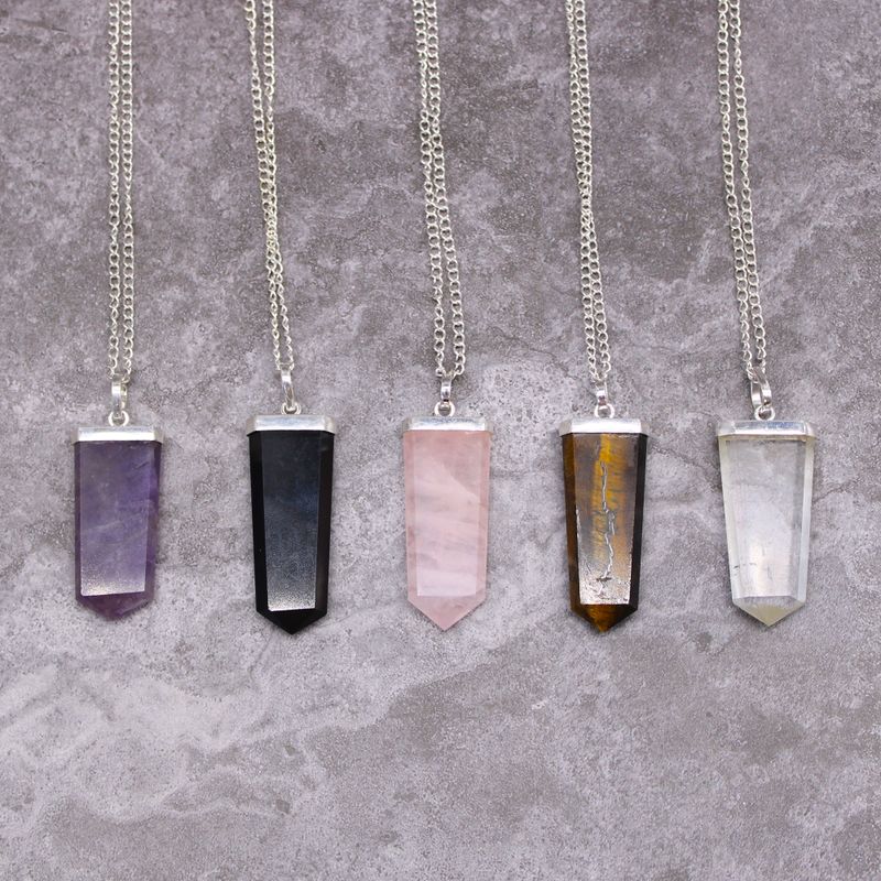 Pendentif Crayon Plat Pierres Précieuses - Améthyste