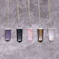 Pendentif Crayon Plat Pierres Précieuses - Améthyste