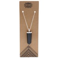 Pendentif Crayon Plat Pierres Précieuses - Agate Noire