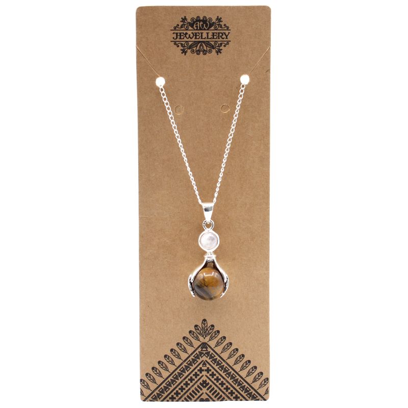 Pendentif Mains Guérissantes en Pierres Précieuses - Oeil de Tigre