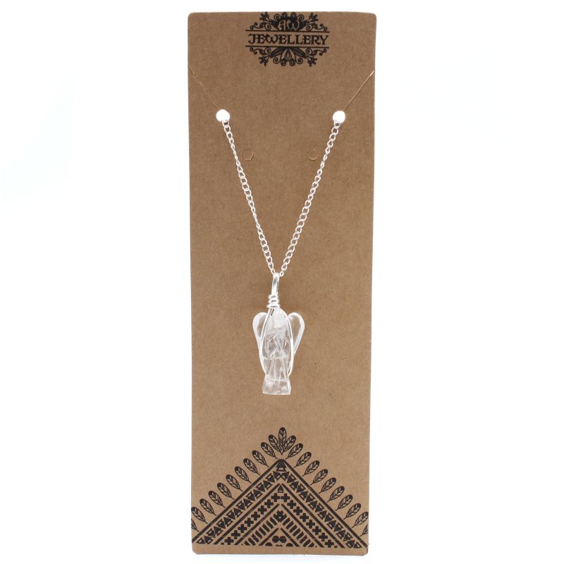 Pendentif Ange Gardien en Pierres Précieuses - Quartz de Roche