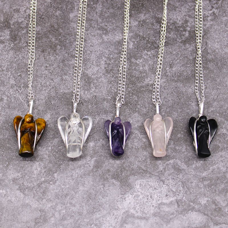 Pendentif Ange Gardien Pierre Précieuse - Quartz Rose