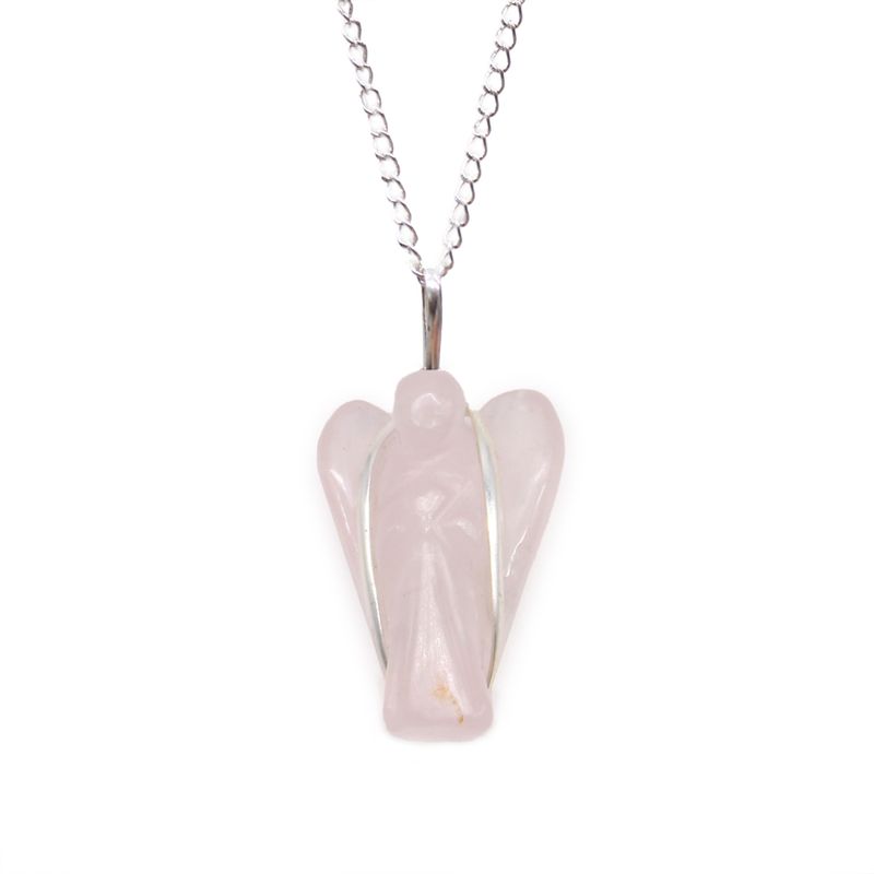 Pendentif Ange Gardien Pierre Précieuse - Quartz Rose