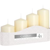 Set de 4 Bougies Pilier 50mm (11/16/22/33H) - Ivoire