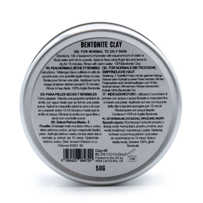 Masques pour visage en argile Bentonite 80g