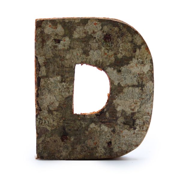 Lettre Rustique en Écorce - "D" (12) - Petit 7cm