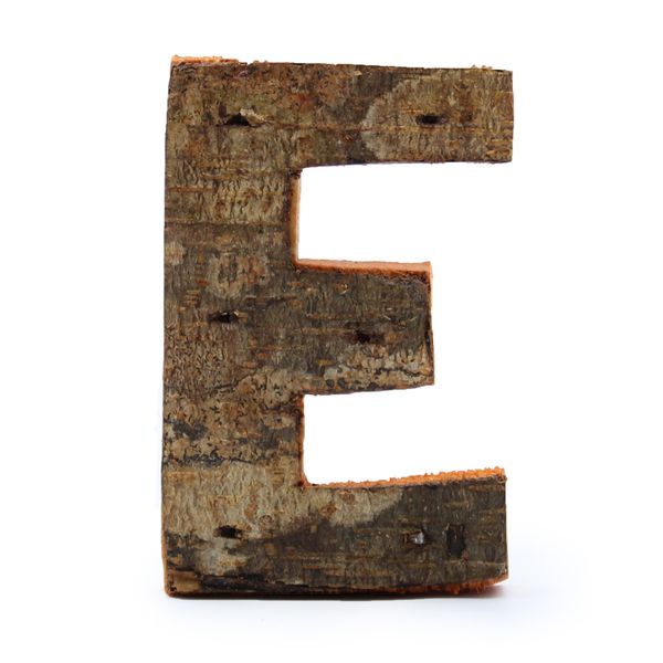 Lettre Rustique en Écorce - "E" (12) - Petit 7cm