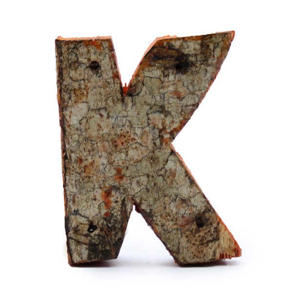 Lettre Rustique en Écorce - "K" (12) - Petit 7cm