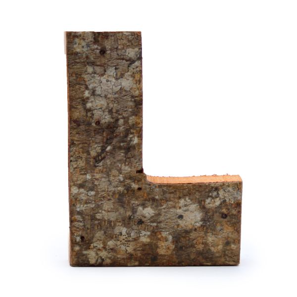 Lettre Rustique en Écorce - "L" (12) - Petit 7cm