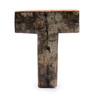 Lettre Rustique en Écorce - "T" (12) - Petit 7cm