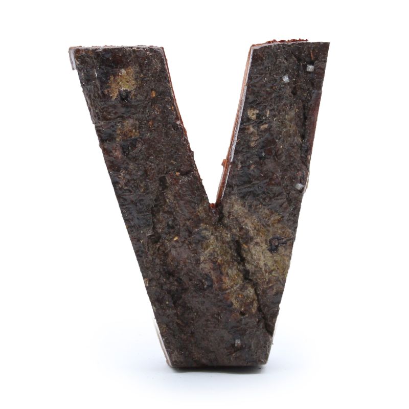 Lettre Rustique en Écorce - "V" (12) - Petit 7cm