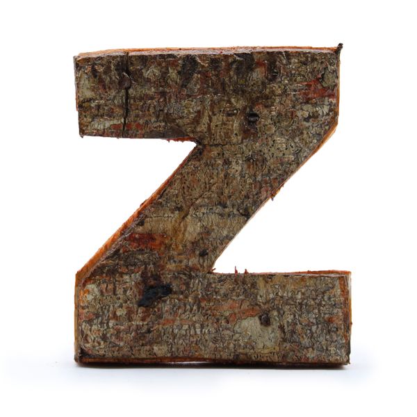 Lettre Rustique en Écorce - "Z" (12) - Petit 7cm