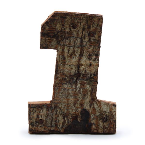 Nombre Rustique en Écorce - "1" (12) - Petit 7cm
