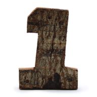 Nombre Rustique en Écorce - "1" (12) - Petit 7cm
