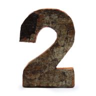 Nombre Rustique en Écorce - "2" (12) - Petit 7cm