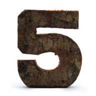 Nombre Rustique en Écorce- "5" (12) - Petit 7cm