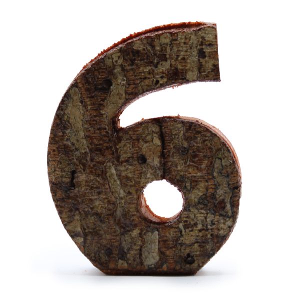 Nombre Rustique en Écorce - "6" (12) - Petit 7cm