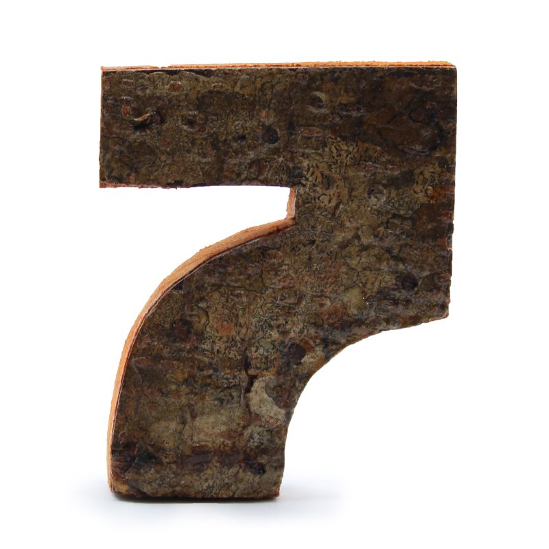 Nombre Rustique en Écorce - "7" (12) - Petit 7cm