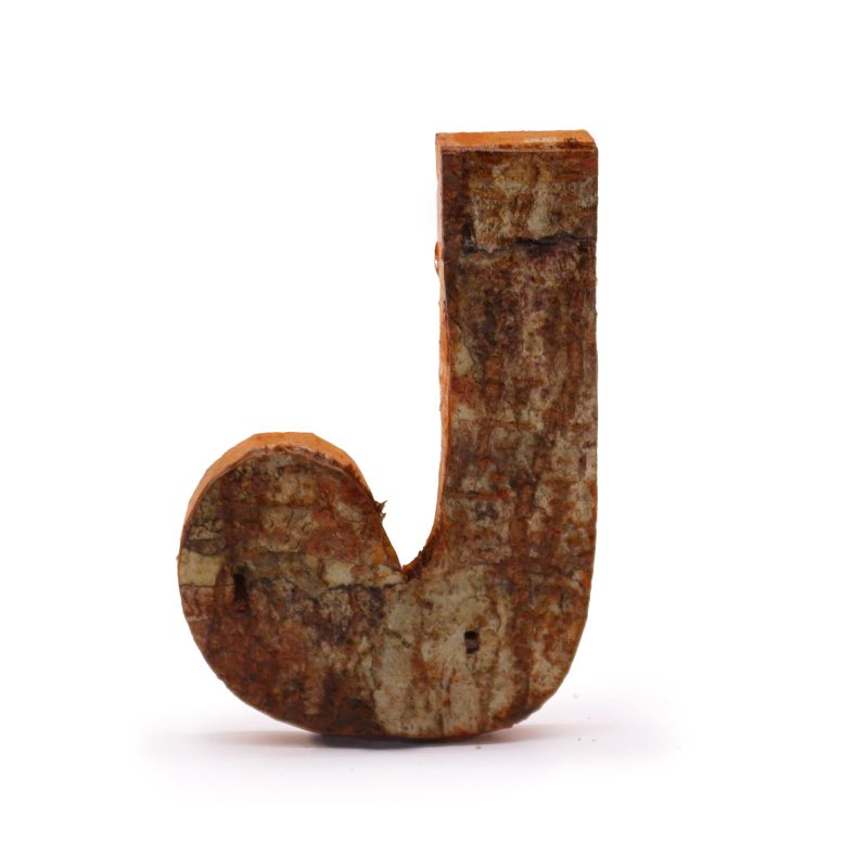 Lettre Rustique en Écorce - "J" (12) - Petit 7cm