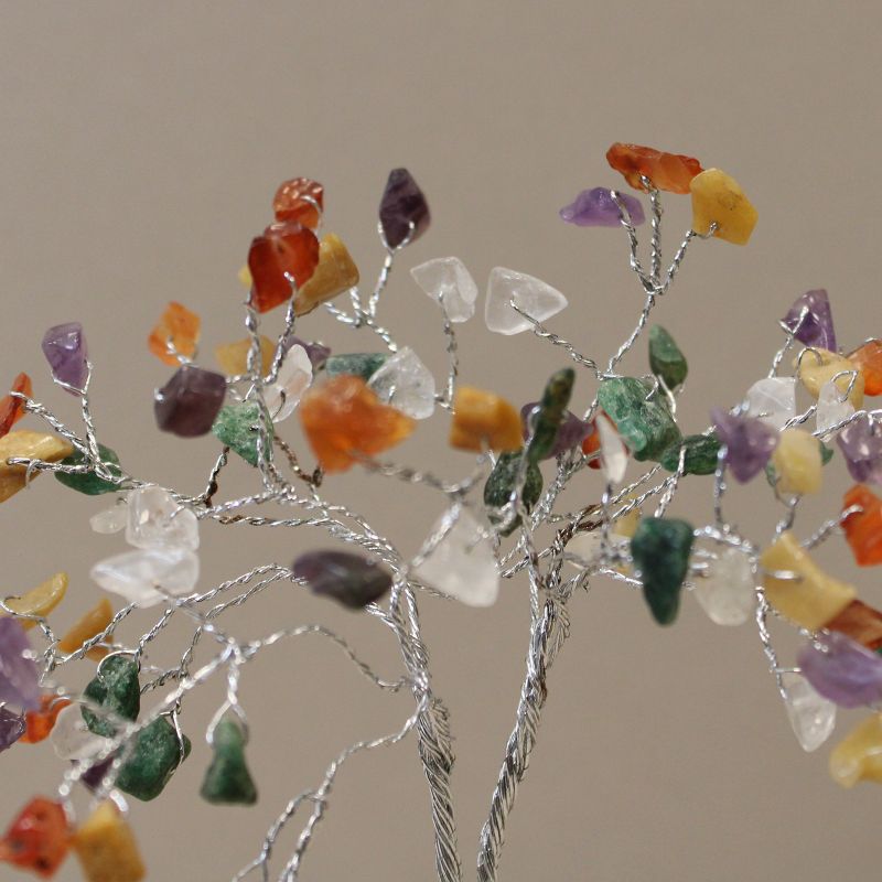Arbre à Pierres Précieuses avec Base en Orgonite - 80 Pierres - Multi