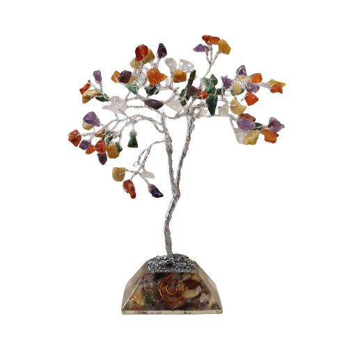 Arbre à Pierres Précieuses avec Base en Orgonite - 80 Pierres - Multi