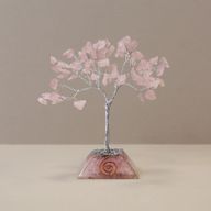 Arbre à Pierres Précieuses avec Base en Orgonite - 80 Pierres - Quartz rose