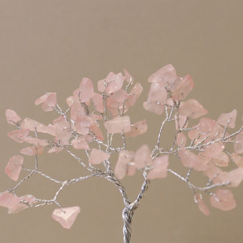 Arbre à Pierres Précieuses avec Base en Orgonite - 80 Pierres - Quartz rose
