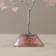 Arbre à Pierres Précieuses avec Base en Orgonite - 80 Pierres - Quartz rose