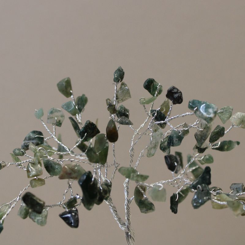 Arbre à Pierres Précieuses avec Base en Orgonite - 80 Pierres - Agate mousse