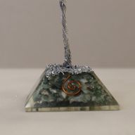 Arbre à Pierres Précieuses avec Base en Orgonite - 80 Pierres - Agate mousse