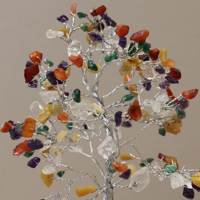 Arbre à Pierres Précieuses avec Base en Orgonite - 160 Pierres - Multi