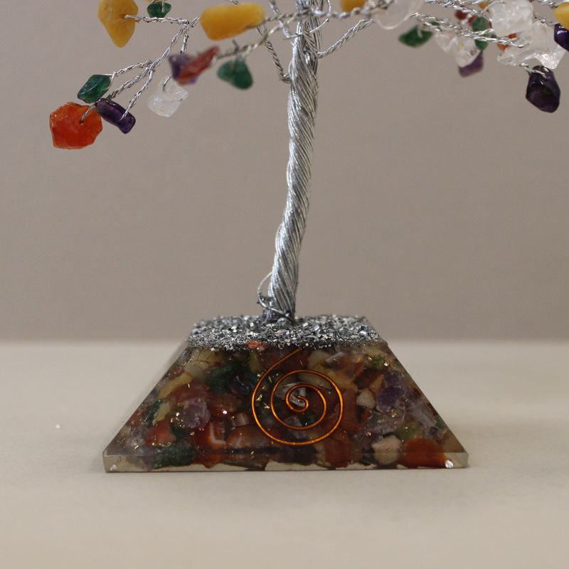 Arbre à Pierres Précieuses avec Base en Orgonite - 160 Pierres - Multi