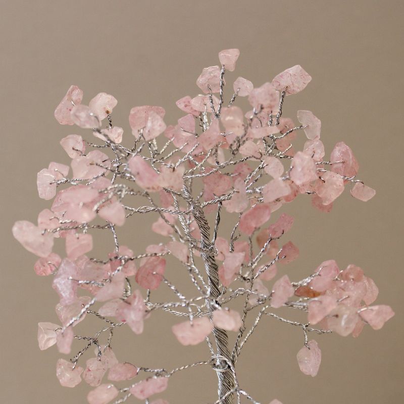 Arbre à Pierres Précieuses avec Base en Orgonite - 160 Pierres - Quartz rose