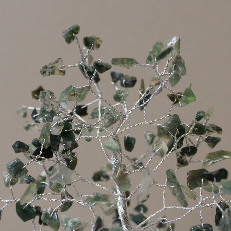 Arbre à Pierres Précieuses avec Base en Orgonite - 160 Pierres - Agate mousse