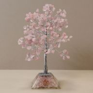 Arbre à Pierres Précieuses avec Base en Orgonite - 320 Pierres - Quartz rose