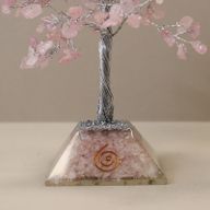 Arbre à Pierres Précieuses avec Base en Orgonite - 320 Pierres - Quartz rose